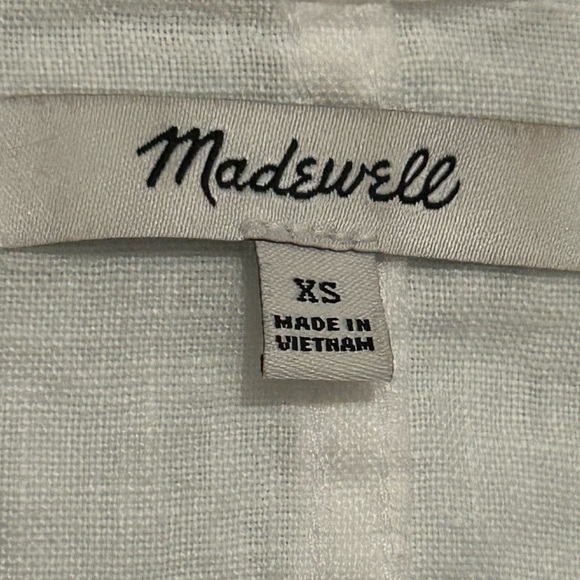 Madewell Linen Collared Button Up Top White XS - Picture 3 of 9